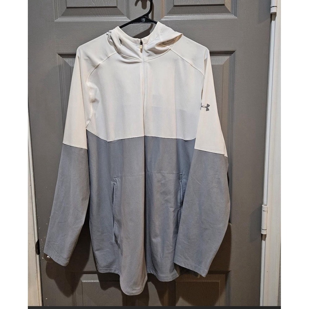 Under Armour Colorblock Hooded 1/2 Zip Pullover Hoodie Gray Men's 2XL